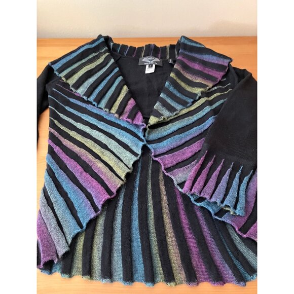 ANGEL by Sabri Ozel Knitted Multicolor open front Cardigan Sweater Top L - Picture 3 of 12